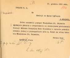 Pismo w sprawie nazwania jednej z ulic na cześć Władysława Reymonta