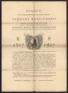 Afisz Komitetu Kościuszkowskiego wydany w Warszawie w 100. rocznicę śmierci Tadeusza Kościuszki. 