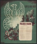 Plakat z programem Polskiego Radia relacjonującego przebieg obchod&oacute;w 25. rocznicy Czynu Zbrojnego Legion&oacute;w Polskich w dn. 1-12 VIII 1939 r.