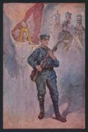 &bdquo;Za przykładem bohater&oacute;w&rdquo;. Poczt&oacute;wka wydana przez Wydawnictwo Salonu Malarzy Polskich w Krakowie, 1918 r. 