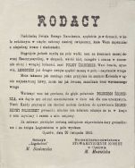 Odezwa organizacji kobiecych w Opatowie z 20 XI 1915 r., nawołująca społeczeństwo do wpłacania datk&oacute;w pieniężnych na dary gwiazdkowe dla legionist&oacute;w.