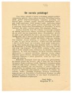 Ulotka z rozkazem płk. J&oacute;zefa Hallera, wydanym w związku z przejściem żołnierzy Polskiego Korpusu Posiłkowego na rosyjską stronę frontu pod Rarańczą, w celu połączenia się z siłami II Korpusu Polskiego, 15 II 1918 r.