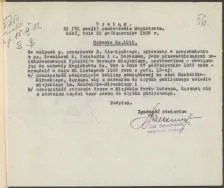 Wyciąg z posiedzenia Magistratu  z 31.10.1932, dotyczący odsłonięcia tablicy pamiątkowej na Osiedlu - PL_39_221_13814_56