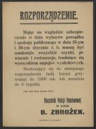 Rozporządzenie o zamknięciu lokali trudniących się sprzedażą napoj&oacute;w alkoholowych, 24 stycznia 1919 r.