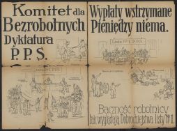 Plakat wyborczy Narodowego Komitetu Wyborczego Stronnictw Demokratycznych w Łodzi krytykujący PPS z listy nr 1, styczeń 1919 r.