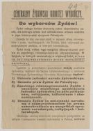Ulotka wyborcza Centralnego Żydowskiego Komitetu Wyborczego w Łodzi, styczeń 1919 r.