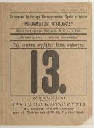 Informator wyborczy Stronnictwa Faktycznego R&oacute;wnouprawnienia Żyd&oacute;w w Polsce - nr. 2, styczeń 1919 r.
