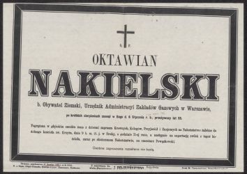 &bdquo;Klepsydra&rdquo; informująca o śmierci Oktawiusza Nakielskiego