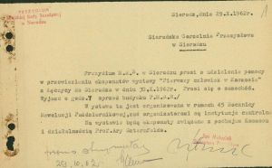 Pismo Prezydium Miejskiej RN w Sieradzu do Sieradzkiej Gorzelni Przemysłowej. APŁOS, Prezydium Miejskiej RN w Sieradzu, sygn. 255. 