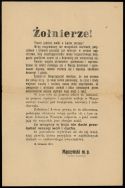 Odezwa naczelnego dow&oacute;dcy obrony Lwowa kpt. Czesława Mączyńskiego do żołnierzy z dnia 16 XI 1918 r.