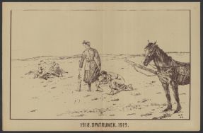 &bdquo;Opatrunek&rdquo;. Ilustracja z 1919 r., sygnowana inicjałami W.P. 