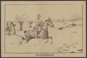 &bdquo;Artyleria&rdquo;. Ilustracja z 1919 r., sygnowana inicjałami W.P.