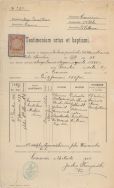 Metryka urodzenia Kazimierza Władysława Mikołaja Bartoszewicza z 1906 r. APŁ, Archiwum rodziny Bartoszewicz&oacute;w, sygn. 3840.