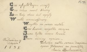 Wpisy do Album&oacute;w pamiątkowych Juliana i Kazimierza Bartoszewicz&oacute;w APŁ, Archiwum rodziny Bartoszewicz&oacute;w, sygn. 799.