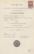 Zaświadczenie o przyjęciu na Uniwersytet Jagielloński Kazimierza Bartoszewicza z 1906 r. APŁ, Archiwum rodziny Bartoszewicz&oacute;w, sygn. 3565.