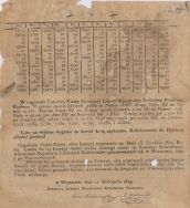 Tabela Wygranych Czwartej Klasy Szesnastej Loterii Kr&oacute;lestwa Polskiego z 11 listopada 1819 r. APŁ, Archiwum rodziny Bartoszewicz&oacute;w, sygn. 634.