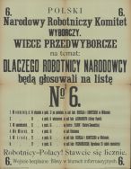 Afisz Narodowego Robotniczego Komitetu Wyborczego. APŁ, Zbi&oacute;r druk&oacute;w i pism ulotnych, sygn. 270.