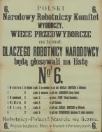 Afisz Narodowego Robotniczego Komitetu Wyborczego. APŁ, Zbi&oacute;r druk&oacute;w i pism ulotnych, sygn. 270.