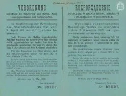 Rozporządzenie dotyczące wydania broni, amunicji i materiał&oacute;w wybuchowych APŁOS, Akta gminy Dzietrzkowice w Łubinach, sygn. 1626