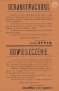 Obwieszczenie dotyczące konfiskaty majątk&oacute;w  donacyjnych położonych w powiecie wieluńskim na lewym brzegu Warty APŁOS, Akta gminy Dzietrzkowice w Łubnicach, sygn. 1626