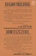 Obwieszczenie dotyczące konfiskaty majątk&oacute;w  donacyjnych położonych w powiecie wieluńskim na lewym brzegu Warty APŁOS, Akta gminy Dzietrzkowice w Łubnicach, sygn. 1626