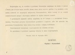 Rozporządzenie dotyczące skupu od miejscowych rolnik&oacute;w cenach żywności oraz rogacizny  po umiarkowanych  APŁOS, Zbi&oacute;r druk&oacute;w i pism ulotnych, sygn. 19