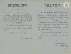 Ogłoszenie dotyczące zakazu wysyłania korespondencji za granicę pod groźbą kary. APŁOS, Zbi&oacute;r druk&oacute;w i pism ulotnych, sygn. 18.