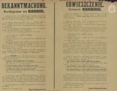 Obwieszczenie dotyczące sekwestr karbidu. APŁOS, Akta gminy Sędziejowice, sygn. 81.
