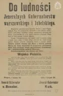 Obwieszczenie o planowanym utworzeniu Wojska Polskiego. APŁOS, Zbi&oacute;r druk&oacute;w i pism ulotnych, sygn. 4.