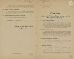 Przepisy dotyczące wstępowania do wojska polskiego. APŁOS, Zbi&oacute;r druk&oacute;w i pism ulotnych sygn. 6.