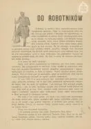Odezwa do robotnik&oacute;w zachęcająca do wstępowania do wojska. APŁOS, Zbi&oacute;r pism i druk&oacute;w ulotnych, sygn. 10.