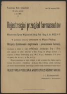 Ogłoszenie komendanta PKU 28 pSK w Łodzi płk. Henryka Koiszewskiego w sprawie rejestracji i przeglądu farmaceut&oacute;w, w związku z  powołaniem ich do Wojska Polskiego, Ł&oacute;dź 24 IX 1919 r.