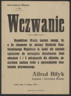 Odezwa Dow&oacute;dcy Miasta Łodzi kpt. Alfreda Biłyka w sprawie kwaterunku oficer&oacute;w, Ł&oacute;dź 11 II 1919 r.