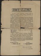 Obwieszczenie w sprawie obowiązku przekazywania przedmiot&oacute;w pochodzenia wojskowego, podane do wiadomości przez Starostę Ł&oacute;dzkiego Antoniego Remiszewskiego w dn. 3 IX 1919 r.