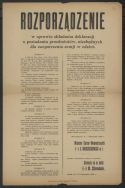 &bdquo;Rozporządzenie w sprawie składania deklaracji o posiadaniu przedmiot&oacute;w niezbędnych dla zaopatrzenia armii w odzież&rdquo; podane do wiadomości w Łodzi w dn. 12 XI 1919 r.