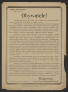 Odezwa Dow&oacute;dcy Okręgu Generalnego Ł&oacute;dź gen. ppor. Kajetana Olszewskiego nawołująca obywateli do walki z dezercją, szpiegostwem i defetyzmem, Ł&oacute;dź 10 VII 1920 r.
