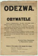 Odezwa Komendy Straży Obywatelskiej na Wojew&oacute;dztwo Ł&oacute;dzkie nawołująca do wstępowania w szeregi Straży Obywatelskiej, Ł&oacute;dź 8 VIII 1920 r.