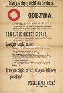 Odezwa Polskiego Białego Krzyża Koła Polek w Łodzi nawołująca rodak&oacute;w do zbi&oacute;rki ciepłej odzieży dla polskich żołnierzy walczących na froncie, b.d.