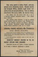 Afisz informujący o zbi&oacute;rce ciepłej odzieży dla żołnierzy oraz &bdquo;dniu znaczka&rdquo; organizowanych przez Obywatelski Komitet Wojew&oacute;dzki Rady Obrony Państwa, b.d.