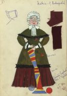 Projekt kostiumu babci do sztuki Czerwony Kapturek (premiera 24 listopad 1974 r.). APŁ, Teatr Powszechny w Łodzi, sygn.662.s.1