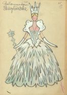 Projekt kostiumu Kr&oacute;lowej Śniegu do sztuki Kr&oacute;lowa Śniegu, premiera 30.12.1960 r. APŁ, Teatr Powszechny w Łodzi, sygn.573,s.13