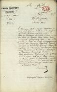 Pismo naczelnika Urzędu Pocztowego w Łodzi informujące prezydenta Łodzi o przejęciu i zabraniu przez powstańc&oacute;w korespondencji rządowej w dniu 3 maja 1863 r. APŁ, Akta miasta Łodzi, sygn. 705, s. 404.