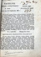 W dniu 14 października 1861 r. ogłoszono w Kr&oacute;lestwie Polskim stan wojenny. Treść rozkazu dowodzącego 1-szą Armią i p.o. namiestnika Kr&oacute;lestwa, gen. hr. Lamberta, z dnia 14 października 1861 r. APŁ, Akta gminy Wiskitno, sygn. 3.