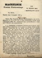 Treść odezwy naczelnika wojennego powiatu piotrkowskiego z 19 października 1863 r. APŁ, Akta gminy Wiskitno, sygn. 3.