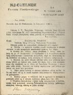 Odezwa Naczelnika Wojennego Oddziału Drogi Żelaznej Warszawsko-Wiedeńskiej z 4 listopada 1863 r. APŁ, Akta gminy Wiskitno, sygn. 3.