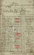 Pierwsza strona Wykazu mieszkańc&oacute;w miasta Zgierza wyszłych do powstania w r. 1862/3, sporządzonego przez Magistrat Miasta Zgierza. APŁ, Akta miasta Zgierza, sygn. 347, s. 213.