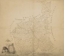 Mapa polityczna Kr&oacute;lestwa Polskiego z 1830 r., opracowana przez Franciszka Borgiasza Rodeckiego. 