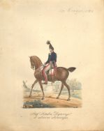 Szef Sztabu Dywizji w ubiorze obozowym, mal. J&oacute;zef Lex. Litografia z 1826 r.