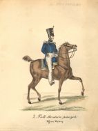 Oficer wyższy 2 pułku strzelc&oacute;w pieszych, mal. J&oacute;zef Lex. Litografia z 1826 r.