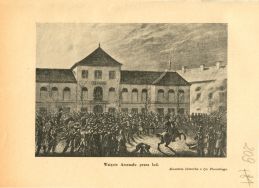 Zdobycie Arsenału podczas Nocy Listopadowej. Akwatinta Fryderyka Krzysztofa Dietricha z rysunku Jana Feliksa Piwarskiego, I poł. XIX w.